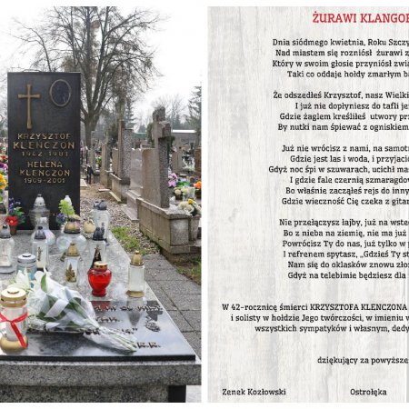 42 lata temu zmarł Krzysztof Klenczon. Na jego grobie znajdziemy ostrołęcki akcent