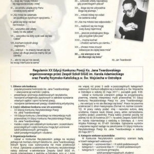 XX edycja konkursu poezji ks. Jana Twardowskiego