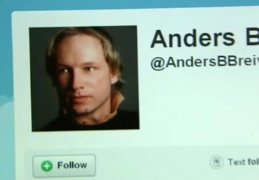 Anders Behring Breivik na Twitterze (fot. nrk.no)