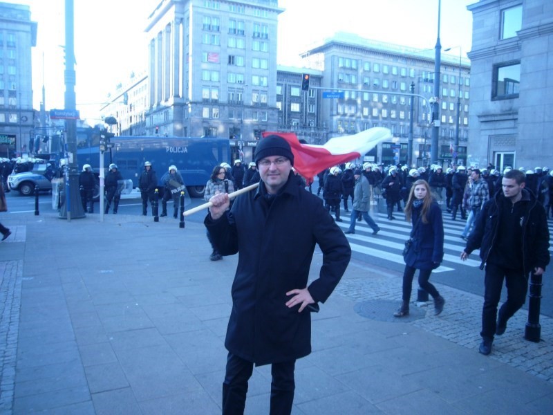 Poseł PiS Arkadiusz Czartoryski na Marszu Niepodległości 