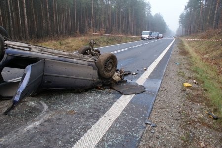 Miejsce wypadku pod Kozienicami (fot. KWP Radom)