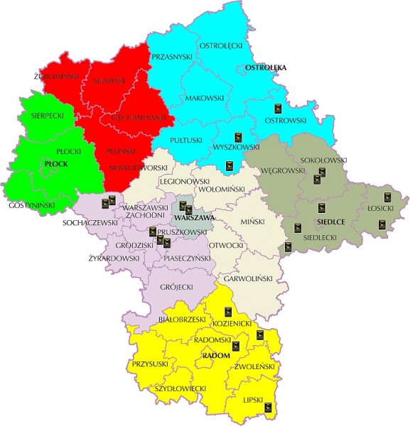 Mapa nowych Czarnych punktów na Mazowszu