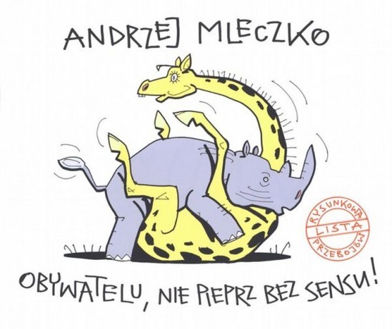 Fragment okładki albumu prezentującego żarty rysunkowe Andrzeja Mleczki.