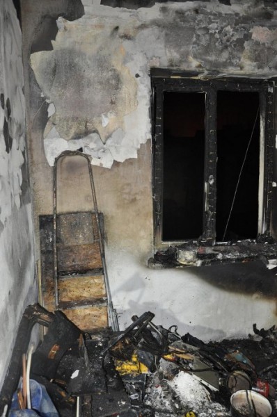 Spalone mieszkanie w Pułtusku, fot. KPP w Pułtusku