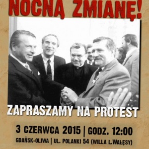 Manifestacja przed willą Lecha Wałęsy