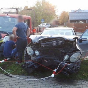 Wypadek na ulicy Kolejowej w Myszyńcu FOTO]