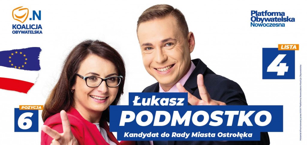 Plakat wyborczy Łukasza Podmostko / fot. facebook.com/nowoczesna.ostroleka