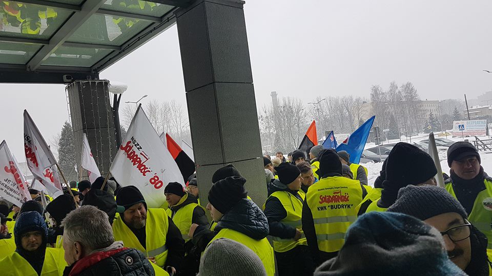 Protest związkowców z JSW, fot. facebook.com/piotr.szereda.1