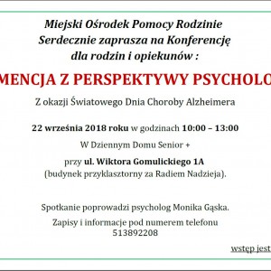 Konferencja „Demencja z perspektywy psychologa”