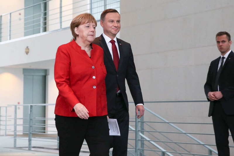 Angela Merkel, Andrzej Duda, fot. Andrzej Hrechorowicz / KPRP