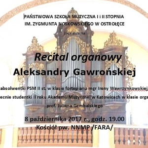 Recital organowy absolwentki Państwowej Szkoły Muzycznej w ostrołęckiej farze