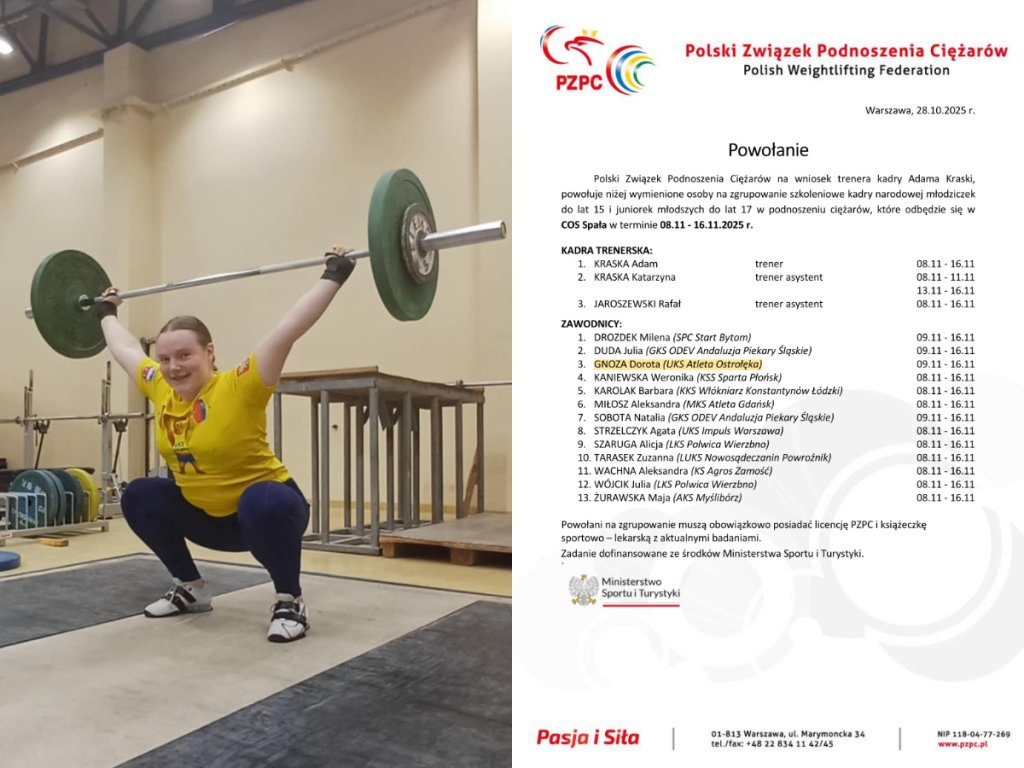 Sztangiści UKS Atleta Ostrołęka na zgrupowaniu kadry narodowej w Spale