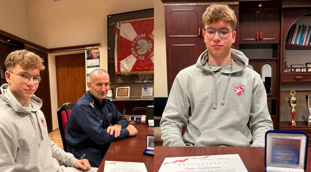 Wychowanek UKS Diament Ostrołęka bohaterem! Eryk Pawłowski uratował życie!