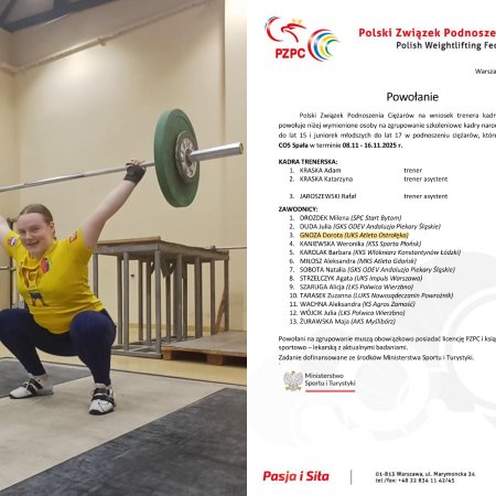 Sztangiści UKS Atleta Ostrołęka na zgrupowaniu kadry narodowej w Spale