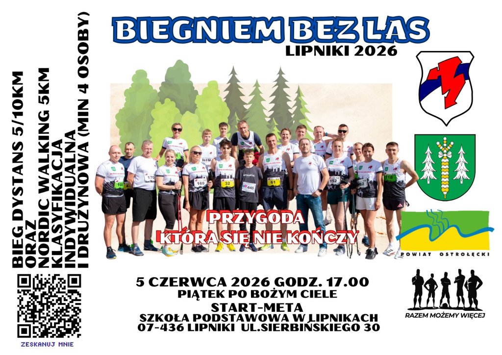 Pobiegnij wśród kurpiowskich lasów. realizowane są zapisy na „Biegniem bez las” w Lipnikach