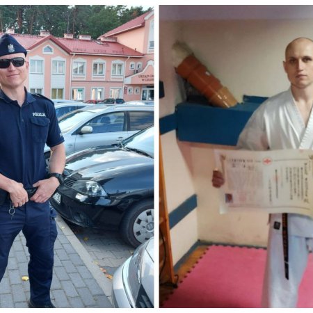 Policjant z Ostrołęki z czarnym pasem w karate