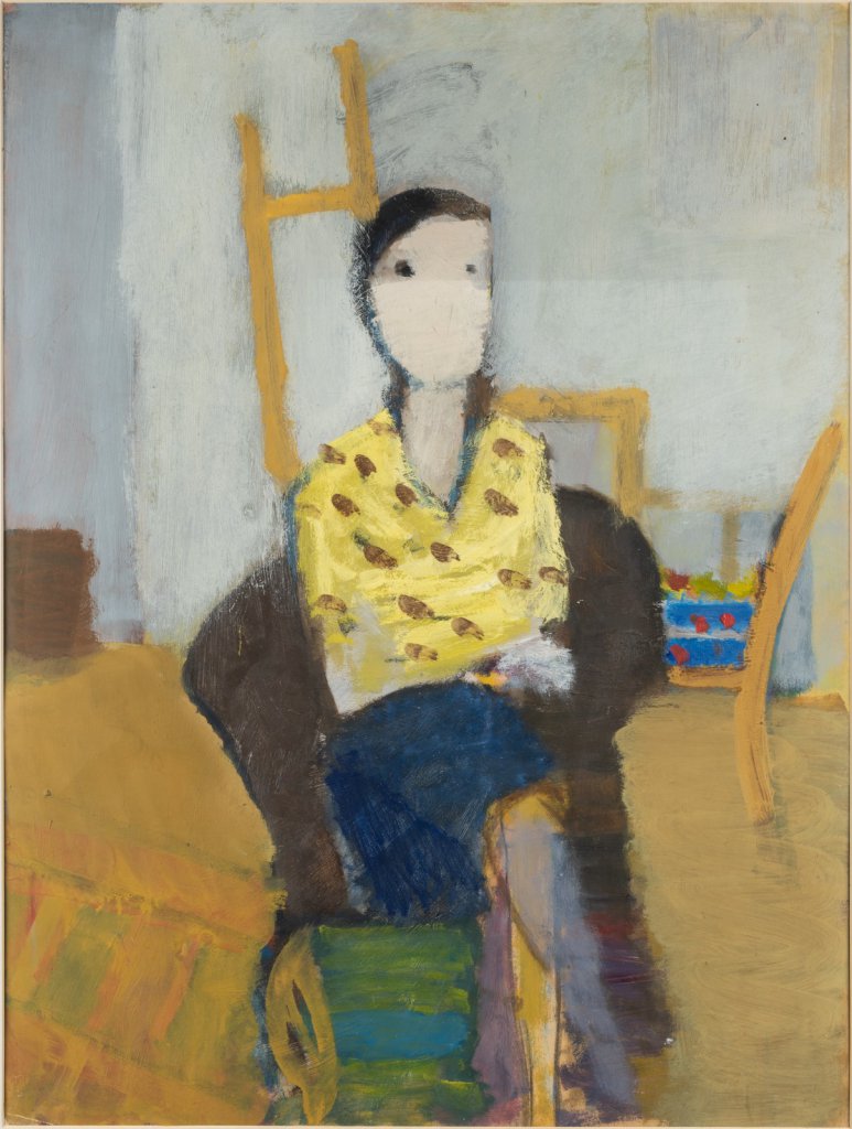 Portret Elizy w fotelu, około 1958 roku, olej na papierze, 66,5 cm x 50 cm, własność prywatna, depozyt w Muzeum Narodowym w Poznaniu, nr inw. MNP Dep AN 815, © Spadkobiercy Artura Nachta-Samborskiego
