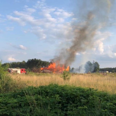 Płonące nieużytki w Wydmusach! Strażacy walczyli z ogniem