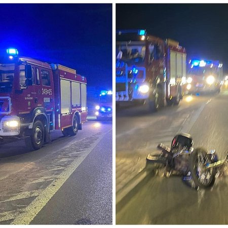Wypadek motocyklisty w Baranowie. Kierowca pijany! [ZDJĘCIA]