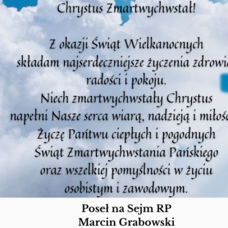 Życzenia Wielkanocne od Posła na Sejm RP Marcina Grabowskiego