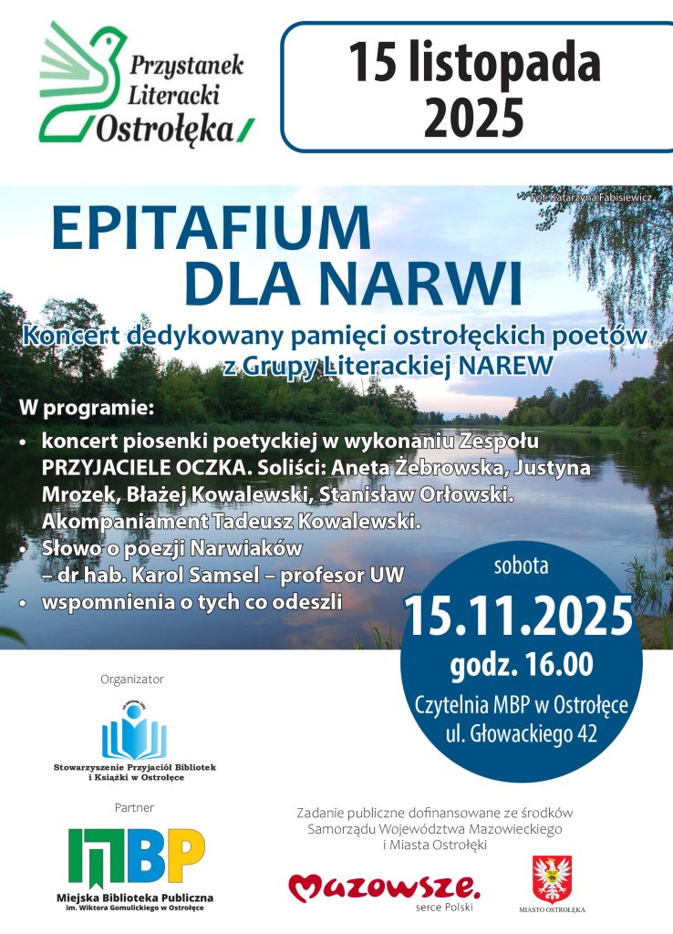 Pamięć poetów ożywa nad Narwią: „Epitafium dla Narwi” już w tę sobotę!