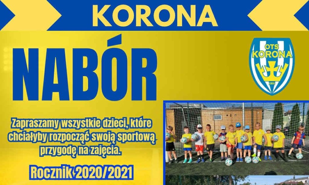OTS Korona zaprasza do nowo utworzonej grupy treningowej dla dzieci z roczników 2020 i 2021
