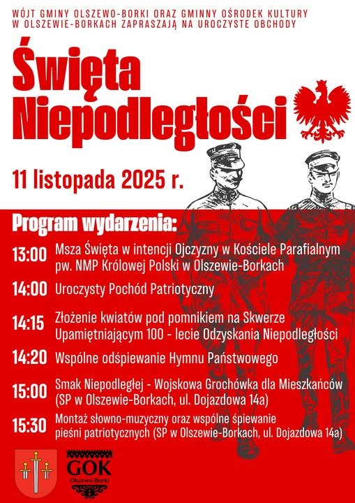 11 Listopada 2025: gmina Olszewo-Borki zaprasza na wspólne świętowanie!