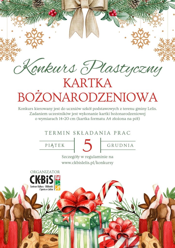 Uwaga, mali artyści! Konkurs plastyczny „Kartka Bożonarodzeniowa” w gminie Lelis