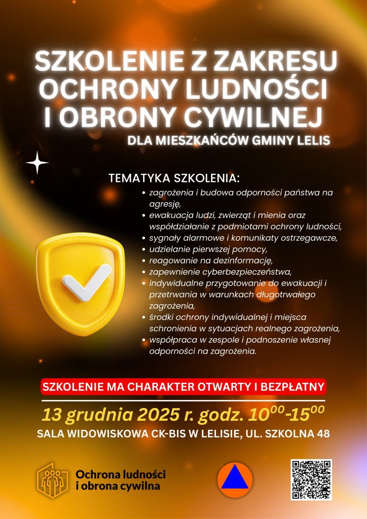 Szkolenie dla mieszkańców gminy Lelis. Zwiększ odporność społeczną i wiedzę o bezpieczeństwie!