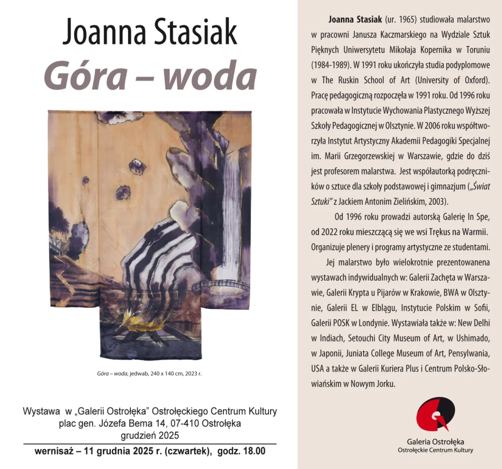 Malarstwo na jedwabiu: wernisaż wystawy Joanny Stasiak „Góra - woda” w Galerii Ostrołęka