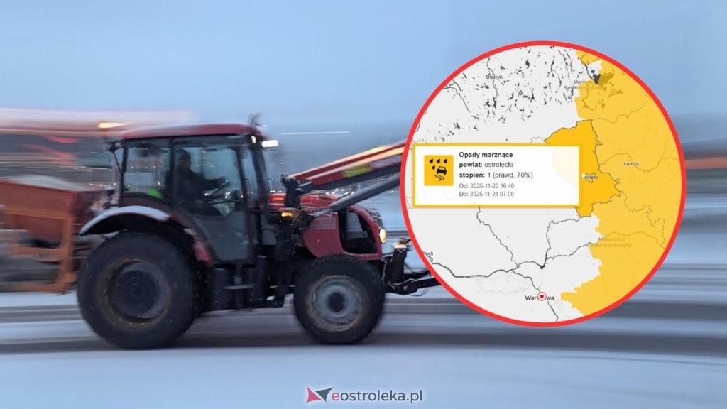 Uwaga kierowcy! IMGW ostrzega: Gołoledź w Ostrołęce. Trudna noc i poranek [ALERT]