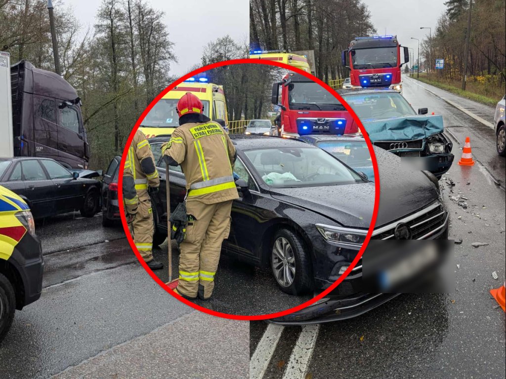 Kolizja przy Warszawskiej. Policja ostrzega: uwaga na padający deszcz [ZDJĘCIA]