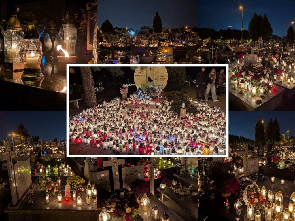 Wszystkich Świętych 2025. Cmentarze nocą. Rozbłysły tysiące zniczy [WIDEO, ZDJĘCIA]