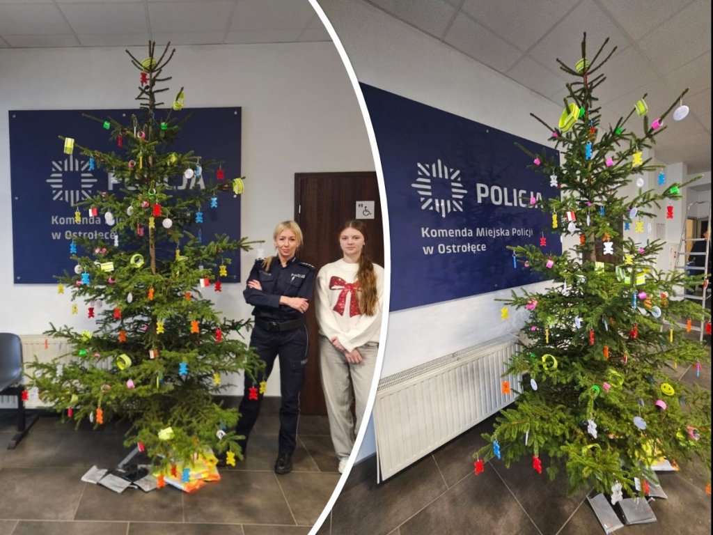 Odblaskowa choinka w komendzie policji. Weź odblask i zadbaj o swoje bezpieczeństwo