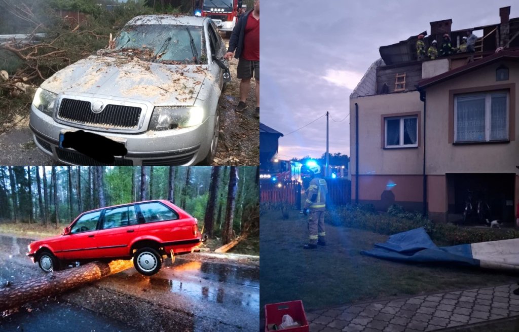 Powalone drzewa, uszkodzone auta, brak prądu i zerwany dach. Skutki burzy w regionie