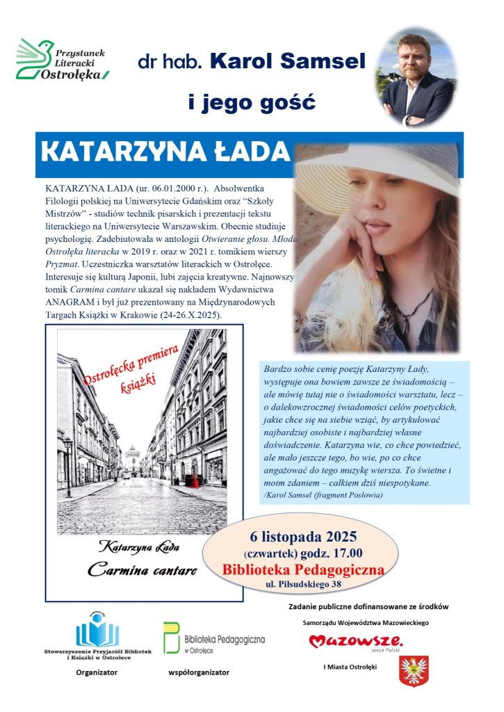 Spotkanie z poezją młodego pokolenia. Ostrołęcka premiera tomiku Katarzyny Łady "Carmina cantare"
