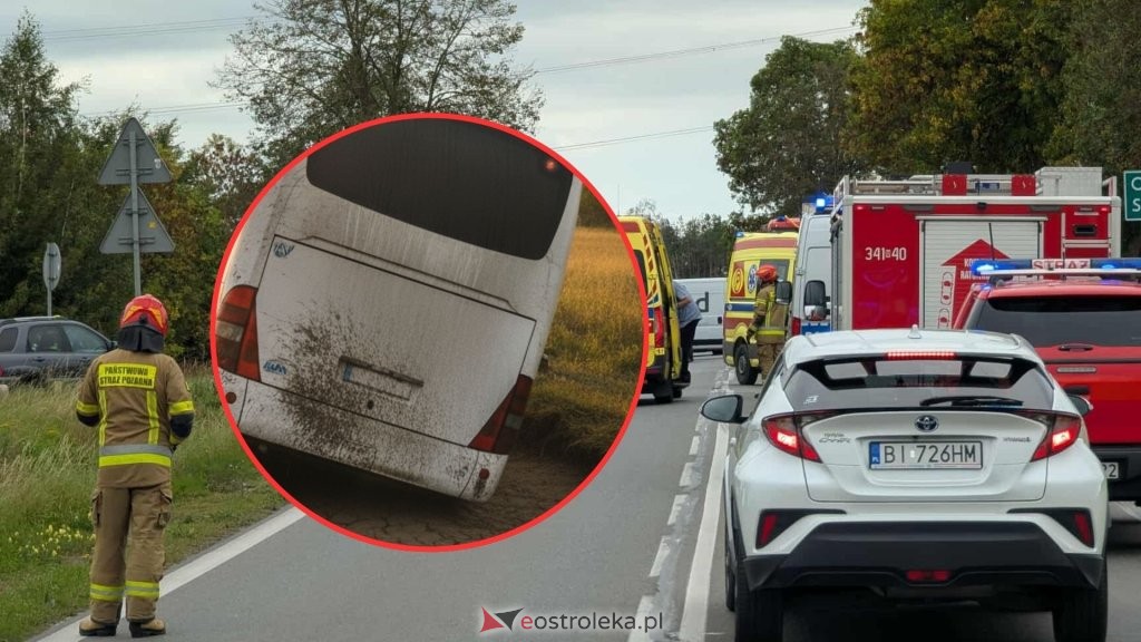 Chwile grozy na wycieczce szkolnej. Dzieci uwięzione w przechylonym autobusie