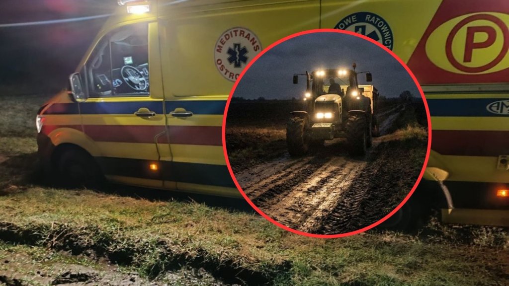 Niezwykła akcja w Borowcach! Zobacz, kto uratował załogę karetki z potrzasku