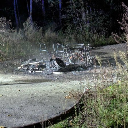 Ognista kula na trasie Ostrołęka - Goworowo. Z pojazdu typu buggy niewiele zostało [ZDJĘCIA]