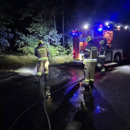 Kłopotliwy incydent na obrzeżach Ostrołęki. Gruz na jezdni stwarzał zagrożenie [ZDJĘCIA]