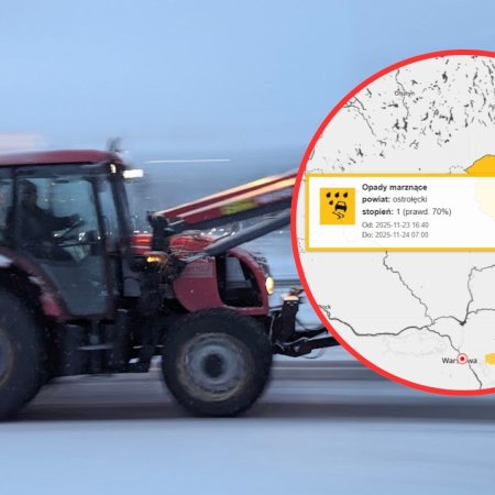 Uwaga kierowcy! IMGW ostrzega: Gołoledź w Ostrołęce. Trudna noc i poranek [ALERT]