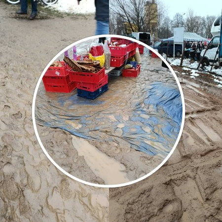 Handel w błocie. Gmina Myszyniec zapowiada podjęcie działań [ZDJĘCIA]