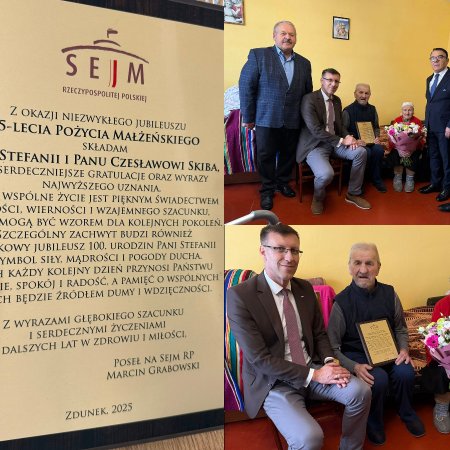 75 lat razem i 100 lat życia! Niezwykłe małżeństwo w Zdunku. Poseł pogratulował jubilatom [ZDJĘCIA]