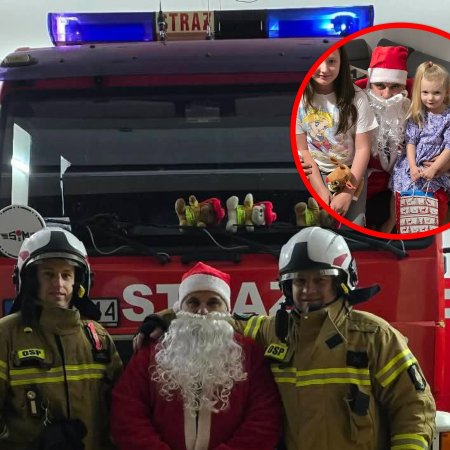 Mikołajki z OSP Zdunek. Strażacy pomogli Świętemu Mikołajowi rozdać prezenty
