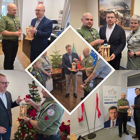 Betlejemskie Światło Pokoju w Ostrołęce. Kogo odwiedzili harcerze? [ZDJĘCIA]