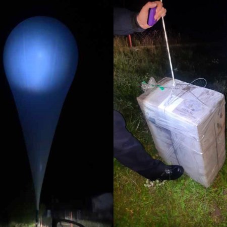 Nocna akcja policji. Tajemniczy balon z przymocowaną paczką. Zatrzymano dwie osoby 