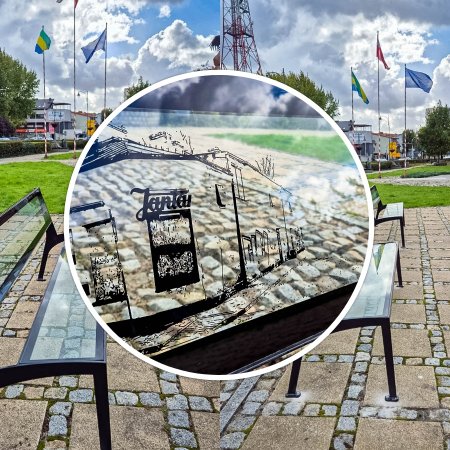 Szklane ławki z historią w tle na skwerze Kaczyńskiego w Ostrołęce [ZDJĘCIA]
