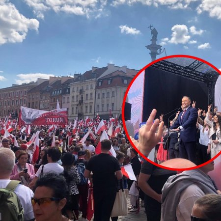 Mobilizacja prawicy. Ostrołęczanie wspierali Nawrockiego [WIDEO, ZDJĘCIA]