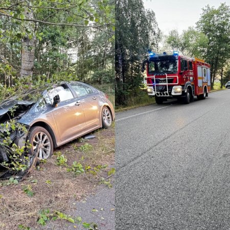 Wypadek nad ranem. Samochód rozbity o drzewo