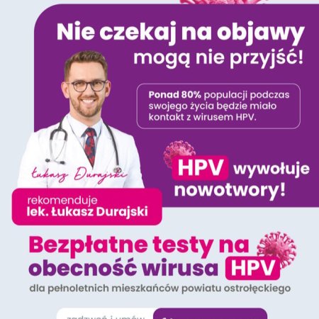 Bezpłatne badania HPV w powiecie ostrołęckim. Harmonogram bez zmian